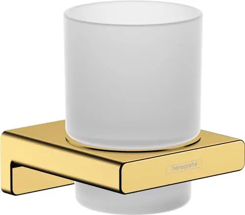 Produktbild: hansgrohe AddStoris - Zahnputzbecher, Zahnbürstenhalter für Wandmontage, Zahnbürstenbecher, verdeckte Befestigung, Badezimmer Zubehör, Polished Gold Optic, 41749990
