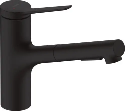 Produktbild: hansgrohe Zesis M33 - Küchenarmatur mit Brause ausziehbar, 2 Strahlarten, Wasserhahn Küche mit Auslaufhöhe 150 mm, Mischbatterie Küche 150° schwenkbar, Mattschwarz, 74800670