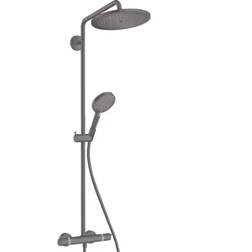 Produktbild: hansgrohe wassersparendes Duschsystem Croma Select S Showerpipe 280 Regendusche (Duschkopf, Duschstange, Thermostat, Schlauch, 3 Strahlarten) Brushed Black Chrome