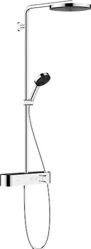 Produktbild: hansgrohe wassersparendes Duschsystem Pulsify S, Brausekopf 260mm, Duschset mit Thermostat, Sparduschkopf (EcoSmart), Schlauch, Duschstange, Regendusche (Kopfbrause) mit 1 Strahlart, Chrom