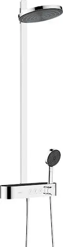 Produktbild: hansgrohe wassersparendes Duschsystem Pulsify S, Brausekopf 260mm, Duschset mit Thermostat, Sparduschkopf (EcoSmart), Schlauch, Duschstange, Regendusche (Kopfbrause) mit 2 Strahlarten, Chrom