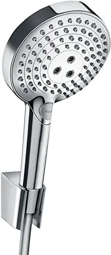 Produktbild: hansgrohe Raindance Select S - Duschset, runder Duschkopf mit Duschschlauch 1,60m und Duschkopfhalterung, Handbrause mit 3 Strahlarten (inkl. PowderRain), Chrom