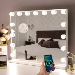 Produktbild: Hansong Hollywood Spiegel mit Beleuchtung Make up Spiegel mit Beleuchtung und USB Ausgang Beleuchteter Schminkspiegel 15 LED Lampen
