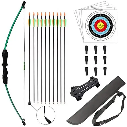 Produktbild: HANSPY Bogen und Pfeil Kinder Set Jugendbogenset Teens Kinderbogen Recurve Zielscheibe 15lbs Kinder Pfeilbogen Anfänger Jugendliche für die Outdoor-Sportjagd im Hinterhof