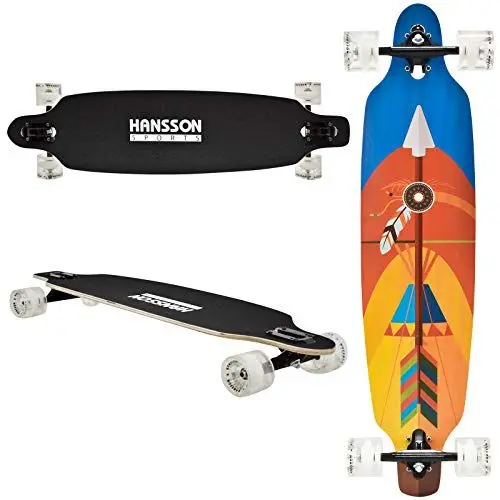Produktbild: Hansson.Sports Top Longboard Komplett Skateboard Long Board 99cm (39 inch). 2 Motive zur Wahl (Motiv:Pfeil)