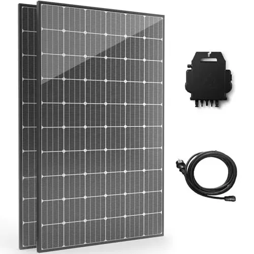 Produktbild: Hanstars Balkonkraftwerk 820W Komplett Steckdose-Upgradebarer Wechselrichter 600W auf 800W -Solaranlage Komplettset mit 2 x 410W Solarmodule-Photovoltaik Komplettanlage mit WiFi Funktion & 5m Kabel