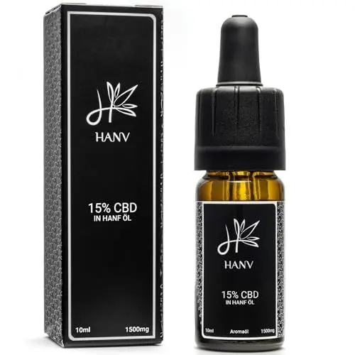 Produktbild: HANV® 15% CBD Öl - Vollspektrum Hanf Tropfen - 1500 mg Cannabidiol in Hanfsamenöl - Laborgeprüft & Zertifiziert - Natürliches, Veganes Hanföl - 10 ml Cannabisöl