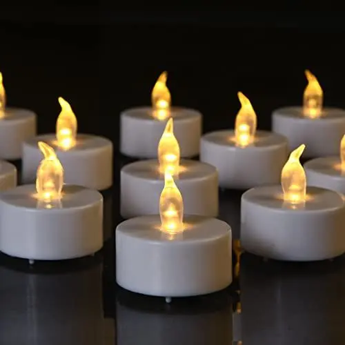 Produktbild: Hanzim LED Kerzen, 50 PACK LED Teelichter Kerzen flammenlos hell blinkend elektrische Gefälschte Kerze nach Hause Weihnachtsschmuck Hochzeitstisch Geschenk im Freien