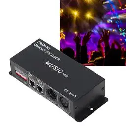 Produktbild: Haofy 3/4 Kanal DMX 512 Decorder, 12V-24V LED Strip Light Controller für RGB RGBW LED Beleuchtung, LED Dimmer Treiber mit 2 Steckern für LED Bandleuchten(8A pro Kanal)