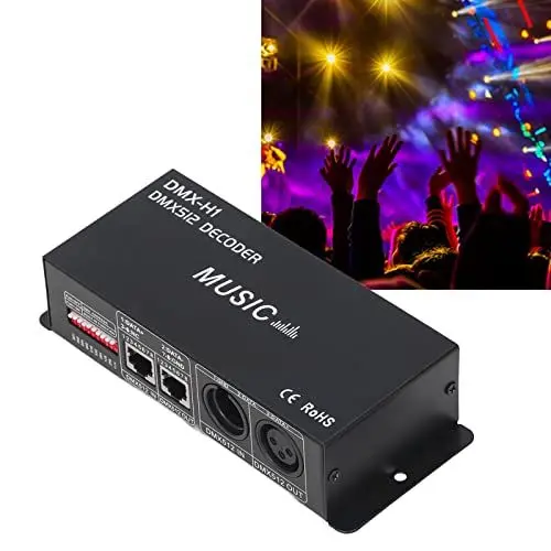 Produktbild: Haofy 3/4 Kanal DMX 512 Decorder, 12V-24V LED Strip Light Controller für RGB RGBW LED Beleuchtung, LED Dimmer Treiber mit 2 Steckern für LED Bandleuchten(8A pro Kanal)