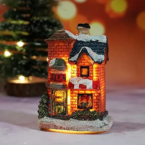 Produktbild: Haofy Beleuchtetes Weihnachtshaus, Weihnachtsharzhaus-Dorfhäuser LED-Warmlicht-Mikrolandschaft