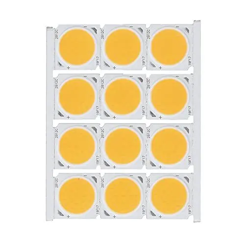 Produktbild: Haofy COB Integrierter LED-Lichtchip, 12Pcs COB-Lichtquelle Hochleistungs-runder LED-Chip 12W 36-41V 1080LM für DIY-Innenbeleuchtung (Weiß)(Warmes Licht)