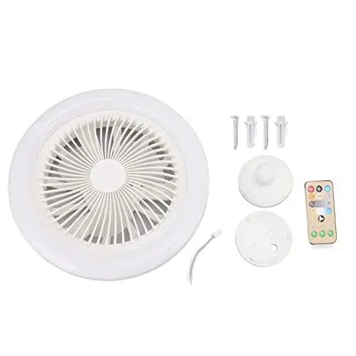 Produktbild: Haofy Deckenventilatoren mit Fernbedienung, 36 W Deckenventilatorleuchte 9,8 Zoll Kleine Geräuschlose E27-LED-Lüfterlampe für Schlafzimmer 86‑265 V Weiß