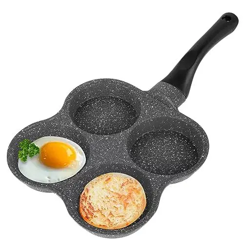 Produktbild: Haofy Eierpfanne, 4 Loch Eier Burger Pfanne, Antihaft Frühstücks Omelett Pfannkuchen Pfanne für Elektrokeramikofen, Induktionskocher Nicht Verfügbar