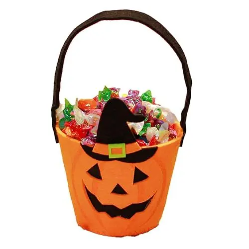 Produktbild: Haofy Halloween-Süßigkeitstasche aus Vliesstoff für, Leichter, Tragbarer Trick-or-Treat-Eimer mit Stilvollem Design (Hexenhut-Muster)