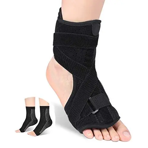 Produktbild: Haofy Plantarfasziitis Nachtschiene und KompressionSocken, Orthese Fußschiene Night Splint für Plantarfasziitis Schmerzlinderung, Dorsale Schiene Orthopädische Stützbandage Fußorthese für Herren Damen