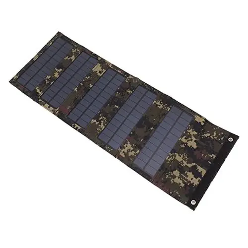 Produktbild: Haofy Solar Power Bank, 50 W Tragbare Solarpanel-Tasche 5 Faltbares Solarpanel-Gehäuse für Notfälle Im Freien (Tarnung)