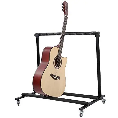 Produktbild: Haofy Universal-Gitarrenständer, Faltbarer Ständer für Mehrere Gitarren, E-Gitarren-Bass-Ausstellungsständer mit Rädern und mit Weicher Gummiabdeckung, Ganzkörper-verdicktes Eisenrohr(FL-17L)
