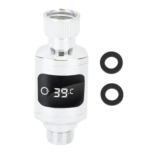 Produktbild: Haofy Wasserdichtes LED-Digitaldisplay aus Edelstahl, Duschthermometer, Wasserhahn-Wassertemperaturüberwachung mit 1/2-Zoll-Mutter für Zuhause, Badezimmer, Badewanne, Küche