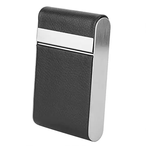 Produktbild: Haofy Zigarettenetui Klassische Leder-Zigaretten-Tragetasche für Männer und Frauen, für 20 Zigaretten Edelstahl Raucher-Zigarren-Etui Tasche für PU-(Schwarz)