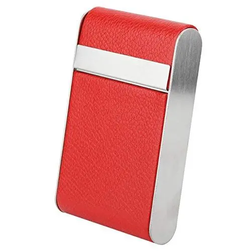 Produktbild: Haofy Zigarettenetui Klassische Leder-Zigaretten-Tragetasche für Männer und Frauen, für 20 Zigaretten Edelstahl Raucher-Zigarren-Etui Tasche für PU-(rot)