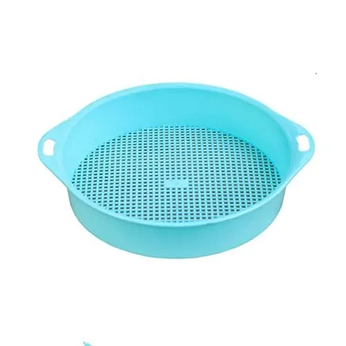 Produktbild: HAOHIZE Runde Garten-Erde-Siebpfanne, Steingarten-Erde-Erde-Sieb, 3 mm PP, Tetragonum-Loch-Erde-Sieb, Garten-Sieb-Rätsel für Kompost-Erde, Steingeflecht, Gartengerät (Azul)