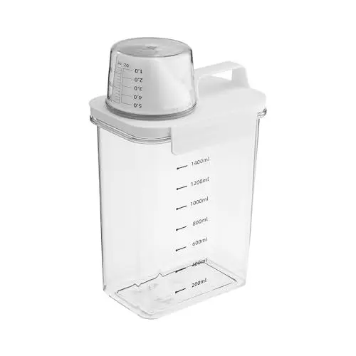 Produktbild: HAOYULUO 1800ml Luftdichter Waschmittelspender mit Messbeche,Waschmittel Aufbewahrung mit Messbecher, Multifunktionale Waschmittelbox,Geeignet zur Aufbewahrung von Waschmittel.