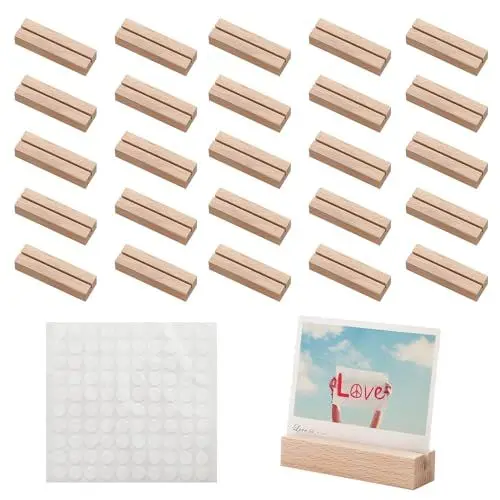 Produktbild: HAOYULUO 20 Stück Kartenhalter Holz,Tischkartenhalter Holz,Tischkartenhalter,Menükartenhalter,Namesschild Fotohalter mit doppelseitigen Klebstoff
