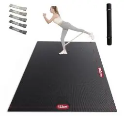 Produktbild: HAPBEAR Yogamatte XXL- Extra Groß Breit Sportmatte Fitnessmatte rutschfest 213x152/183x122x0.6cm Dicke,Hoher Dichte Ultra Haltbar PVC, Gymnastikmatte mit Fitnessbänder,Schuhfreundlich