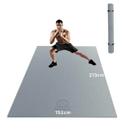 Produktbild: HAPBEAR Extra Große Yoga Matte,Yogamatte 183cm x 122cm x 8mm/213cm x 152cm x 8mm, rutschfest PVC Gymnastikmatte Sportmatte Fitnessmatte Schuhfreundlich-Grau