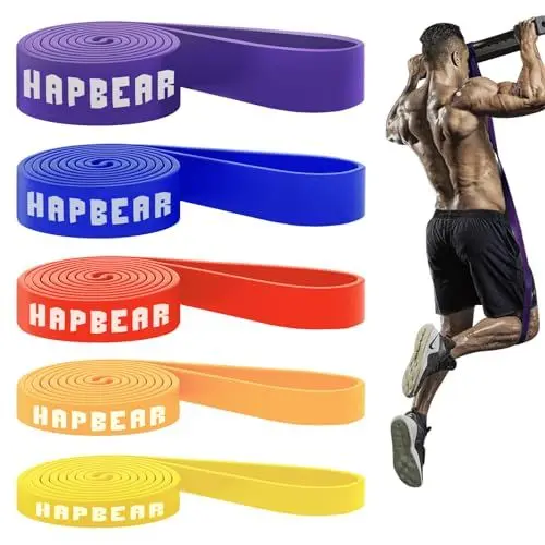 Produktbild: HAPBEAR Resistance Bands - Fitnessbänder Widerstandsbänder Set 5 - Pull up Band & Klimmzugband Für Krafttraining, Training, Stretching, Physikalische Therapie, Muskeltraining-05
