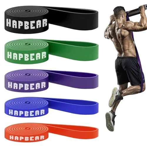 Produktbild: HAPBEAR Resistance Bands - Fitnessbänder Widerstandsbänder Set 5 - Pull up Band & Klimmzugband Für Krafttraining, Training, Stretching, Physikalische Therapie, Muskeltraining (30-250LBS)-07