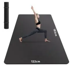 Produktbild: HAPBEAR Yogamatte XXL- Extra Groß Breit Yoga Matte, TPE Sportmatte Fitnessmatte Rutschfest 183cm x122cmx6mm Dicke,Ultra Haltbar, Gymnastikmatte für Pilates, Gym, Zuhause, Workout- Schwarz