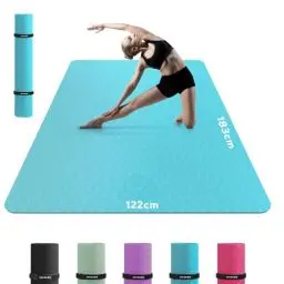 Produktbild: HAPBEAR Yogamatte XXL- Extra Groß Breit Yoga Matte, TPE Sportmatte Fitnessmatte rutschfest 183cm x122cmx6mm Dicke,Ultra Haltbar, Gymnastikmatte für Pilates, Gym, Zuhause, Workout- Blauer See