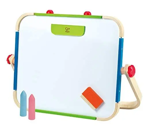 Produktbild: Hape Mobiles Atelier von Hape für kleine Entdecker | Preisgekrönte doppelseitige Stehtafel für Kinder, mit Whiteboard/Kreidetafel mit zwei Kreidestücken, einem Radierer und einem Haftmagneten aus Holz zum Halten von Papier
