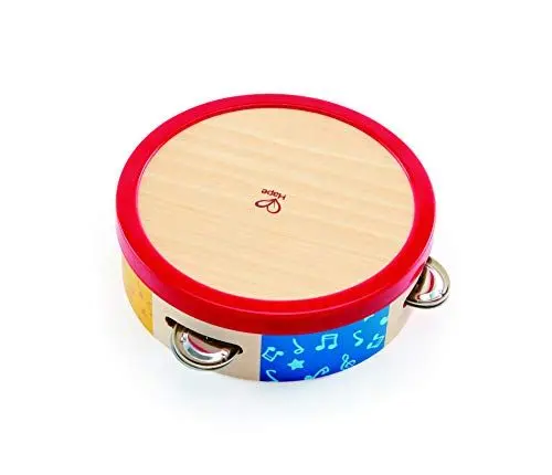 Produktbild: Hape Bunter Tamburin aus Holz | Trommel, Musikinstrument für Kinder ab 12 Monaten