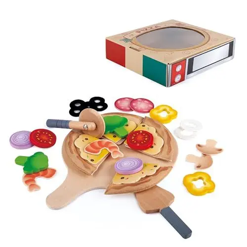 Produktbild: Hape Pizza-Set Küchenspielset mit Pizzakarton-Verpackung für noch mehr Spielspaß