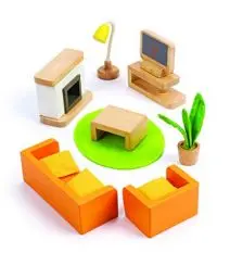 Produktbild: Hape Puppenhaus-Wohnzimmer aus Holz, kompatibel mit Allen gänigen Puppenhäusern, ab 3 Jahren
