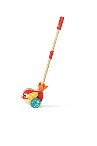 Produktbild: Hape Schiebevogel Lilly von Hape | Kleiner Schiebevogel aus Holz, Spielzeug für Kleinkinder mit abnehmbarem Stab