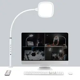 Produktbild: Hapfish 20W Superhell Superbreite Dimmbar Tischlampe, Schreibtischlampe LED mit Klemmbar, Tageslichtlampe mit Fernbedienung, Flexible Schreibtischleuchte für Monitor Büro Kinder Bildschirm – Weiß