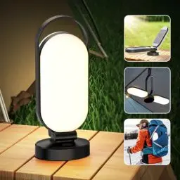 Produktbild: Hapfish LED Campinglampe Akku Aufladbar, 5000mAh Batterie Solar Camping Licht Outdoor, Faltbare Wasserfeste Aufhängen Camping Laterne Zubehör Ausrüstung, Lampen Akku für Zelt, Blackout, Emergency