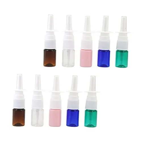 Produktbild: HAPINARY 10 Stück 5 Ml Leere Nasenspray Flaschen Nachfüllbare Nasensprüher Kunststoff Zufällige Farben Ideal Für Make Up Flüssigkeiten Und Haustiere
