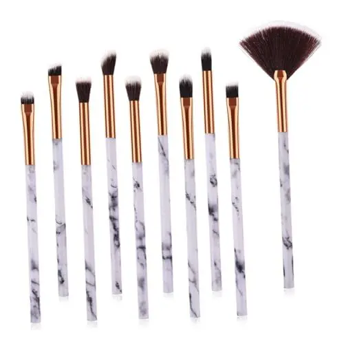 Produktbild: HAPINARY Augenpinsel-set – 10-teiliges Make-up-pinsel-set – Marmormuster – Rougepinsel Für Wangen – Dichtes Kunsthaar