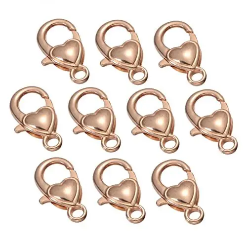 Produktbild: HAPINARY 10stücke Legierung Karabinerverschlüsse Mit Liebesmuster Karabiner Anhänger Diy Schlüsselanhänger Zubehör Goldfarben