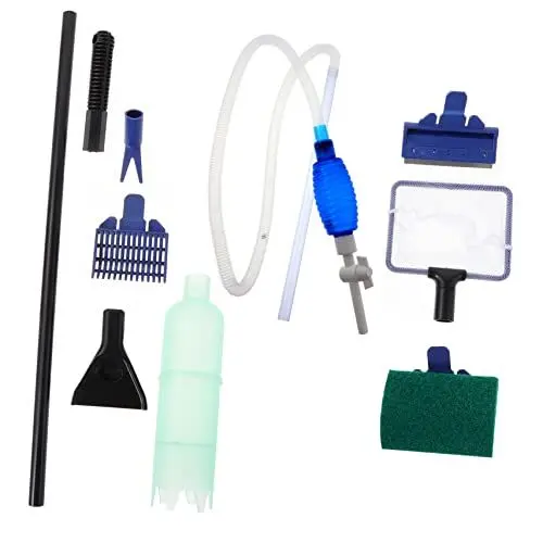 Produktbild: HAPINARY 5-in-1-Reinigungsset für Aquarien Kiessauger-Bürstenset für Aquarien Werkzeug zum einfachen Wasserwechsel mit Saugschlauch für die Wartung von Aquarien