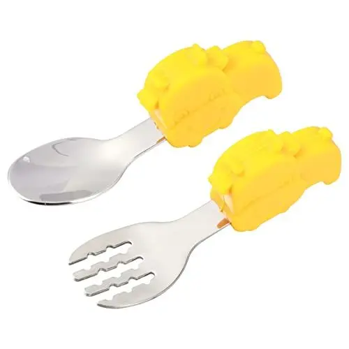 Produktbild: HAPINARY 316 Edelstahl Baby Silikon Kurzgriff Löffel Set Aufbewahrungsbox Kalbgelb Baby Löffel Set Kleinkind Besteck Baby Fütterungsset