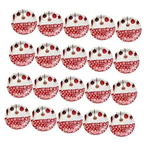 Produktbild: HAPINARY 20St Schneeflocke-WeihnachtsPappteller Weihnachtspapierfach Servierplatte -Weihnachtsteller Party-Requisite Partyzubehör für das neue Jahr Pappbecher rot