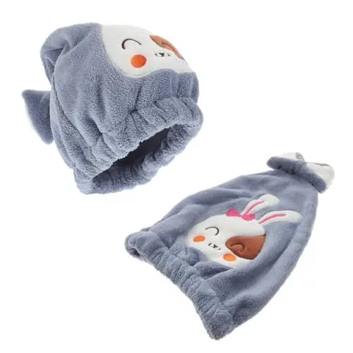 Produktbild: HAPINARY Haartrocknungsmütze Aus Fleece Haartrocknungskappe Für Kinder 2-teilig Haarturban Aus Korallenvlies Handtuchstofffutter Für Schnelles Trocknen
