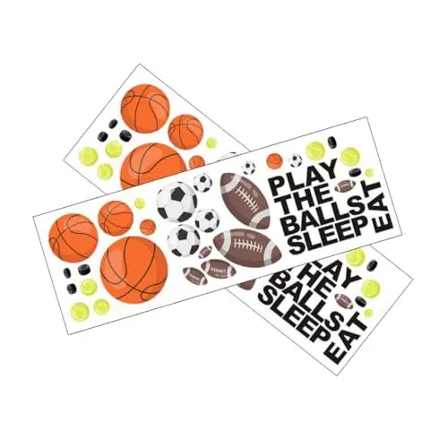 Produktbild: HAPINARY Sport-Aufkleber-Set 2 Stück Aufkleber Für Jungen- Und Mädchenzimmer Klassenzimmer Party-Dekorationen Basketball Baseball