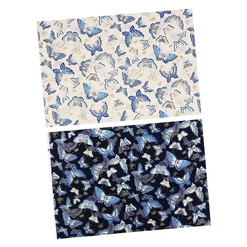 Produktbild: HAPINARY 2 Stücke Handgemachte Schmetterling Drucken Patchwork Handwerk Stoff Quilten Stoff 50x70cm Baumwolle Material